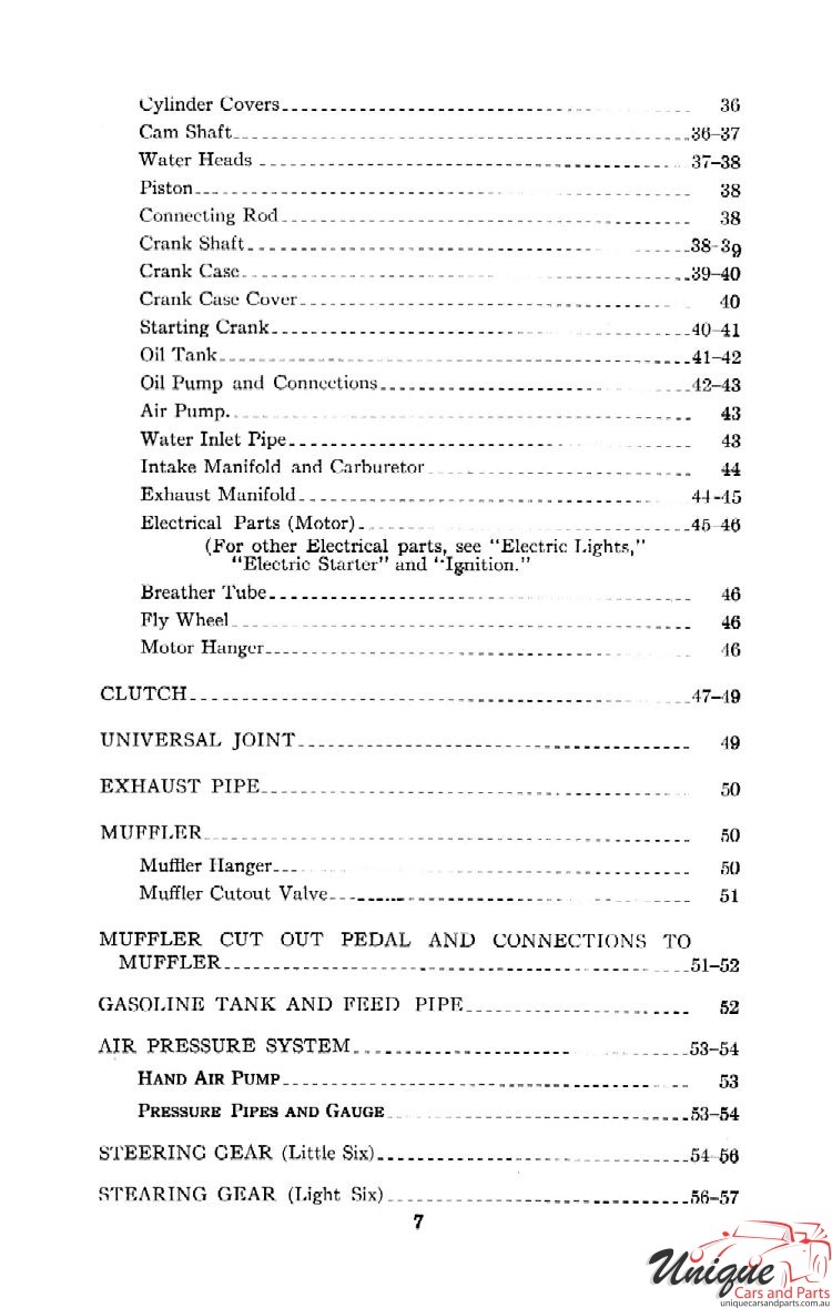 1912 Chevrolet Light and Little Six Parts Price List Page 70